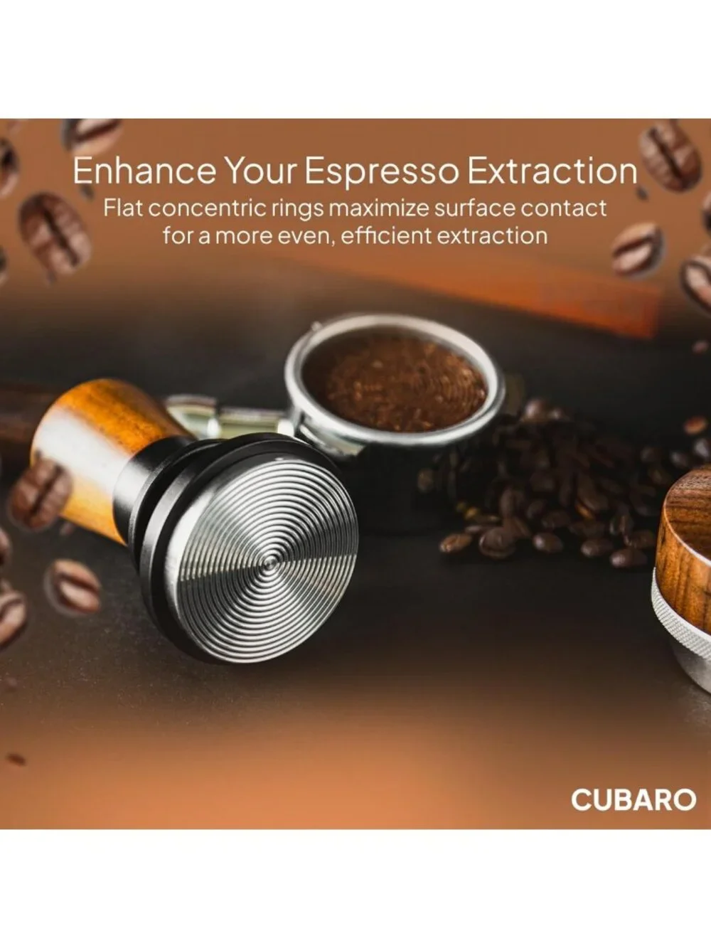 30lb Spring Loaded Espresso Tamper - Auto-Leveling Coffee Tool with Walnut
